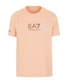 Ea7 Line Logo Shoulder-inserted Round-neck T-shirt In Nude
