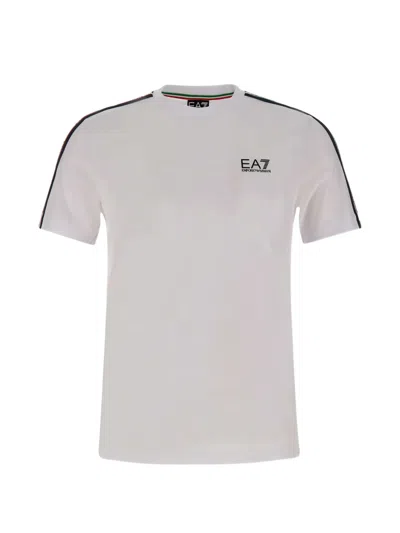 Ea7 Litalian Spirit Cotton T-shirt In White