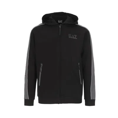 Ea7 Cotton Hooded Visibility Sweatshirt In Black