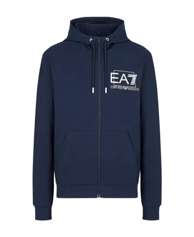 Ea7 Logo And Hat Casual Jacket In Blue