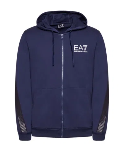 Ea7 Logo And Hat Casual Jacket In Blue