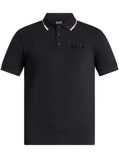 Ea7 Logo-appliqué Polo Shirt In Black