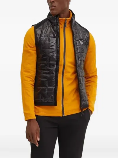 Ea7 Logo-appliqué Quilted Gilet In Brown