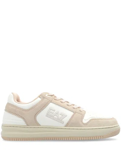 Ea7 Logo-appliqué Sneakers In Nude