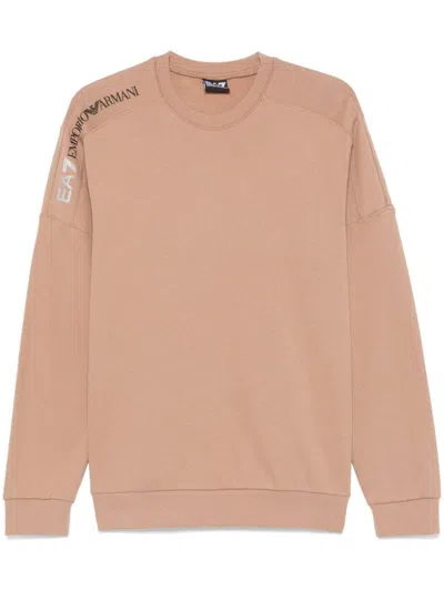 Ea7 Logo-appliqué Sweatshirt In Marrone