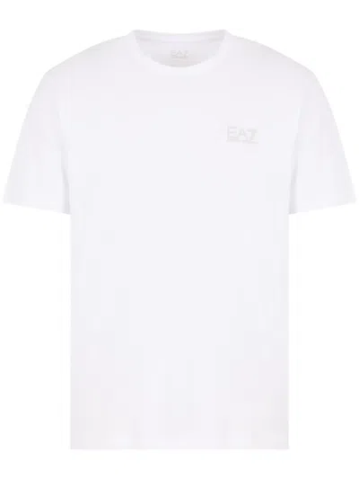 Ea7 Logo-appliqué T-shirt In White