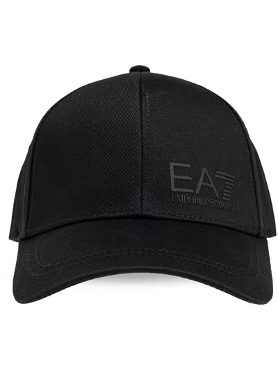 Ea7 Logo Baseball Cap In Black
