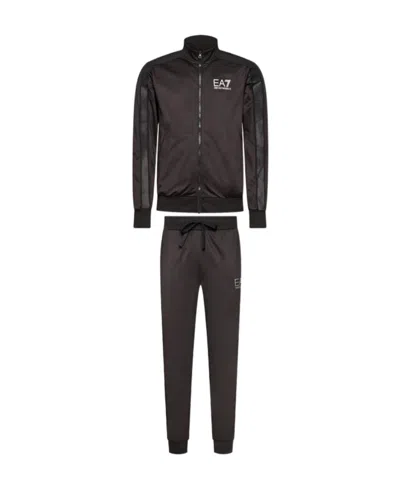 Ea7 Logo Casual Jacket And Sweatpants Suit In Black