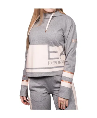 Ea7 Logo Color Hooded Sweater In Gray