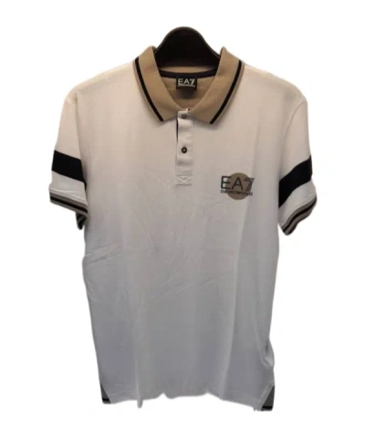 Ea7 Logo Contrast Collar Polo Shirt In Gray