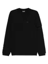 Ea7 Logo Cotton Crewneck Sweatshirt In Black