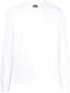 Ea7 Logo Cotton Crewneck Sweatshirt In White