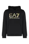 Ea7 Logo Cotton Hoodie In Black