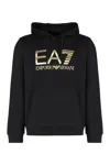 Ea7 Logo Cotton Hoodie In Black