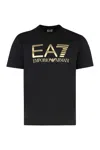Ea7 Logo Cotton T-shirt In Black