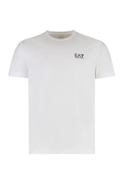 Ea7 Logo Cotton T-shirt In White