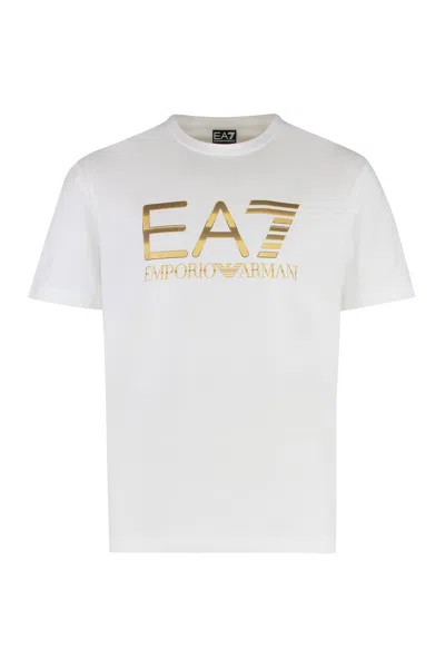 Ea7 Logo Cotton T-shirt In White