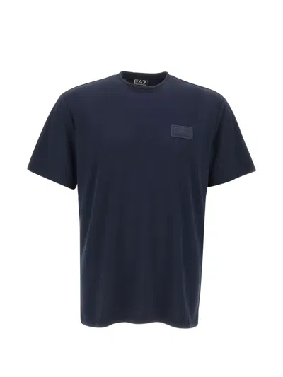 Ea7 Logo Crew Neck T-shirt In Blue