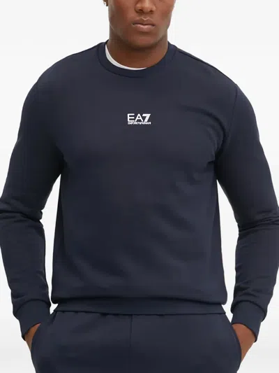 Ea7 Logo Crew-neck Sweatshirt In Blue