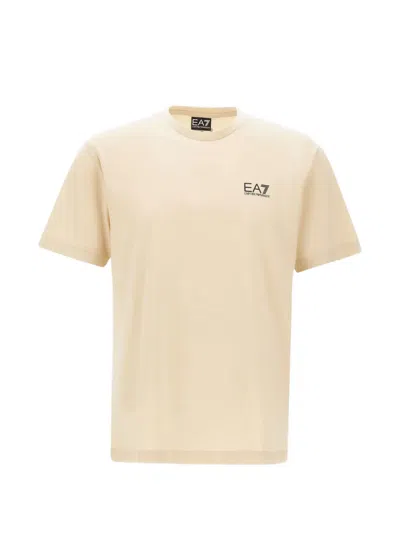 Ea7 Logo Crew-neck T-shirt In Neutral