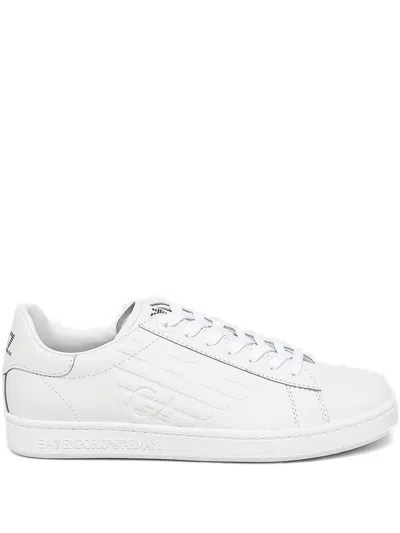 Ea7 Logo-debossed Sneakers In Weiss