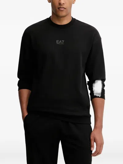 Ea7 Logo-detail Crew-neck Sweatshirt In Black