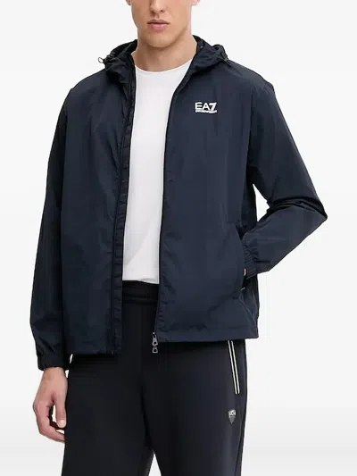 Ea7 Logo-detail Hooded Jacket In Blue
