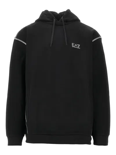Ea7 Logo-detail Hoodie In Black