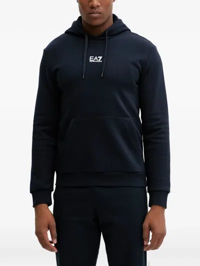 Ea7 Logo-detail Hoodie In Blue