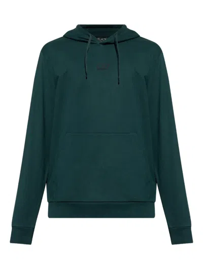 Ea7 Logo-detail Hoodie In Green