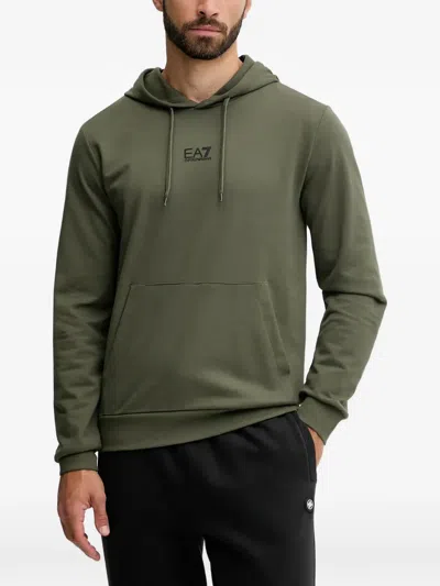 Ea7 Logo-detail Hoodie In Green
