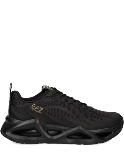 Ea7 Logo-detail Lace-up Sneakers In Black