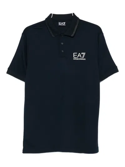 Ea7 Logo-detail Polo Shirt In Blue