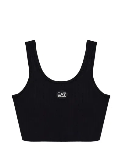 Ea7 Logo-detail Ribbed Top In Black