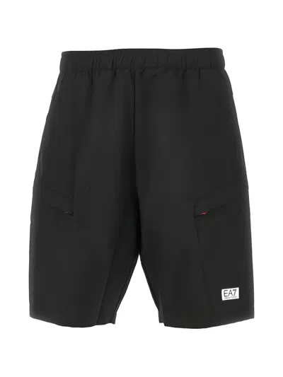Ea7 Logo-detail Shorts In Black