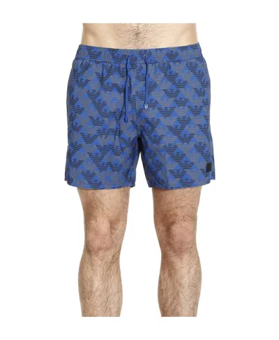 Ea7 Logo Detail Shorts In Blue