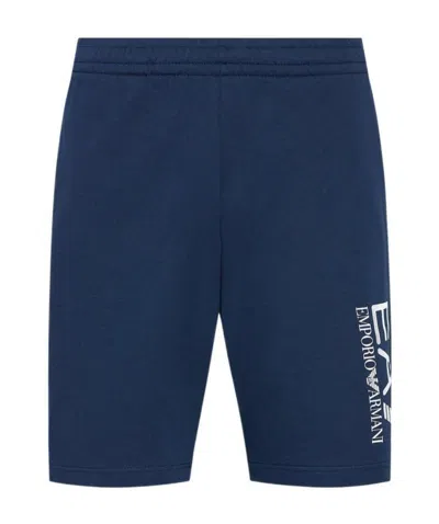 Ea7 Logo Detail Shorts In Blue