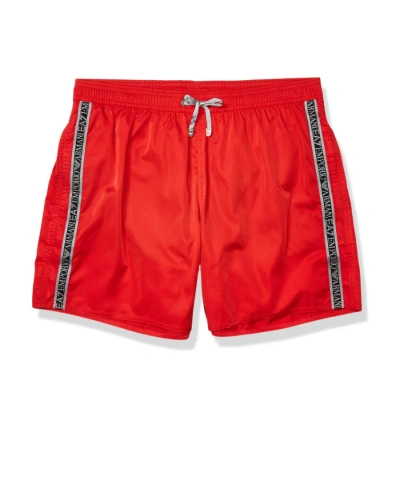 Ea7 Logo Detail Shorts In Red