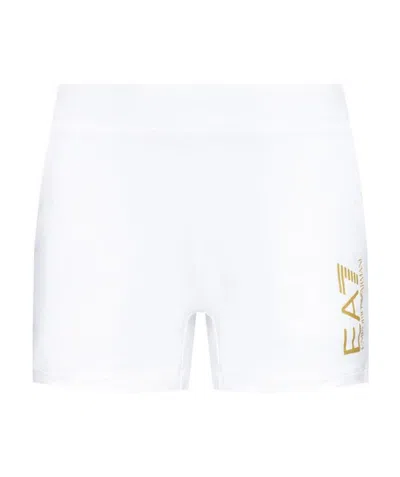 Ea7 Logo Detail Shorts In White