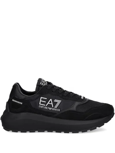 Ea7 Logo-detail Sneakers In Black