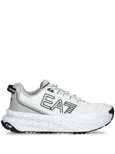 Ea7 Logo-detail Speckled-sole Sneakers In White