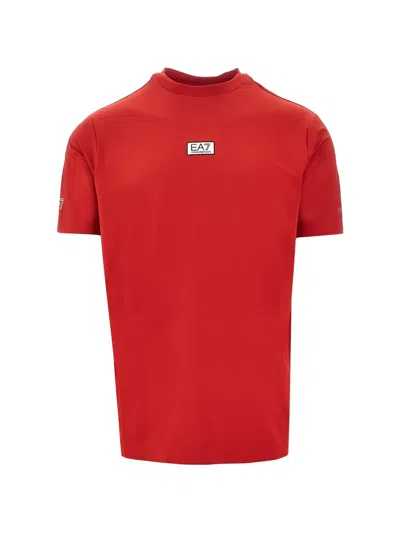 Ea7 Ventus7 Technical Fabric T-shirt In Red