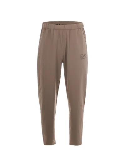 Ea7 Logo-detail Track Pants In Brown