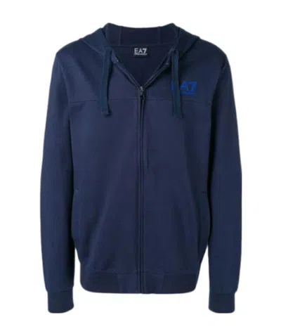 Ea7 Logo Details Casual Jacket In Blue