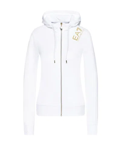 Ea7 Logo Details Casual Jacket In White