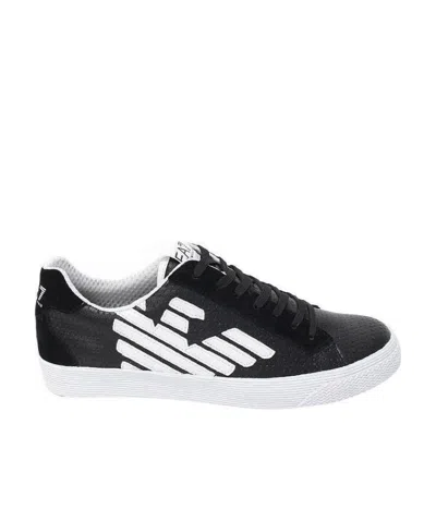 Ea7 Logo Details Casual Sports Shoes In Black