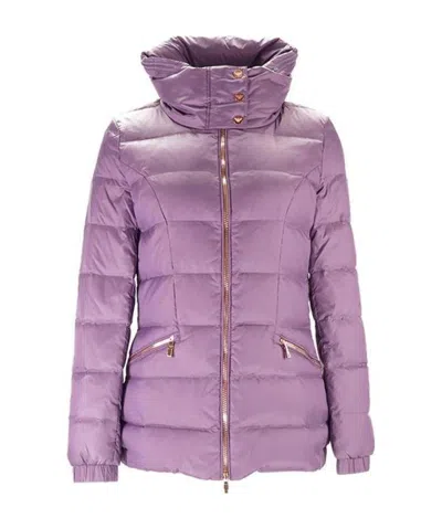 Ea7 Logo Details Down Jacket In Purple