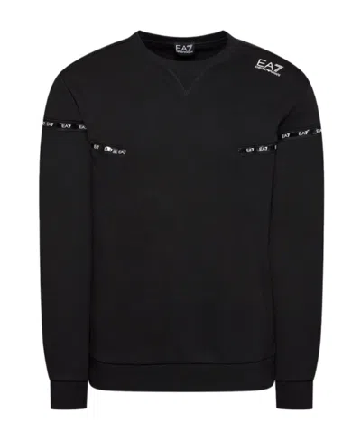Ea7 Logo Details Hoodie In Black