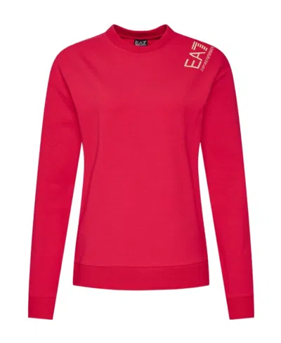 Ea7 Logo Details Hoodie In Red
