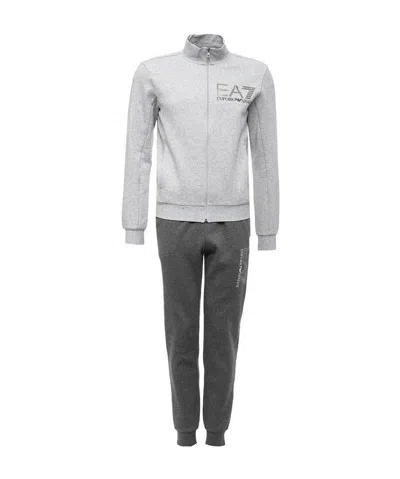 Ea7 Logo Details Sports Suit In Gray